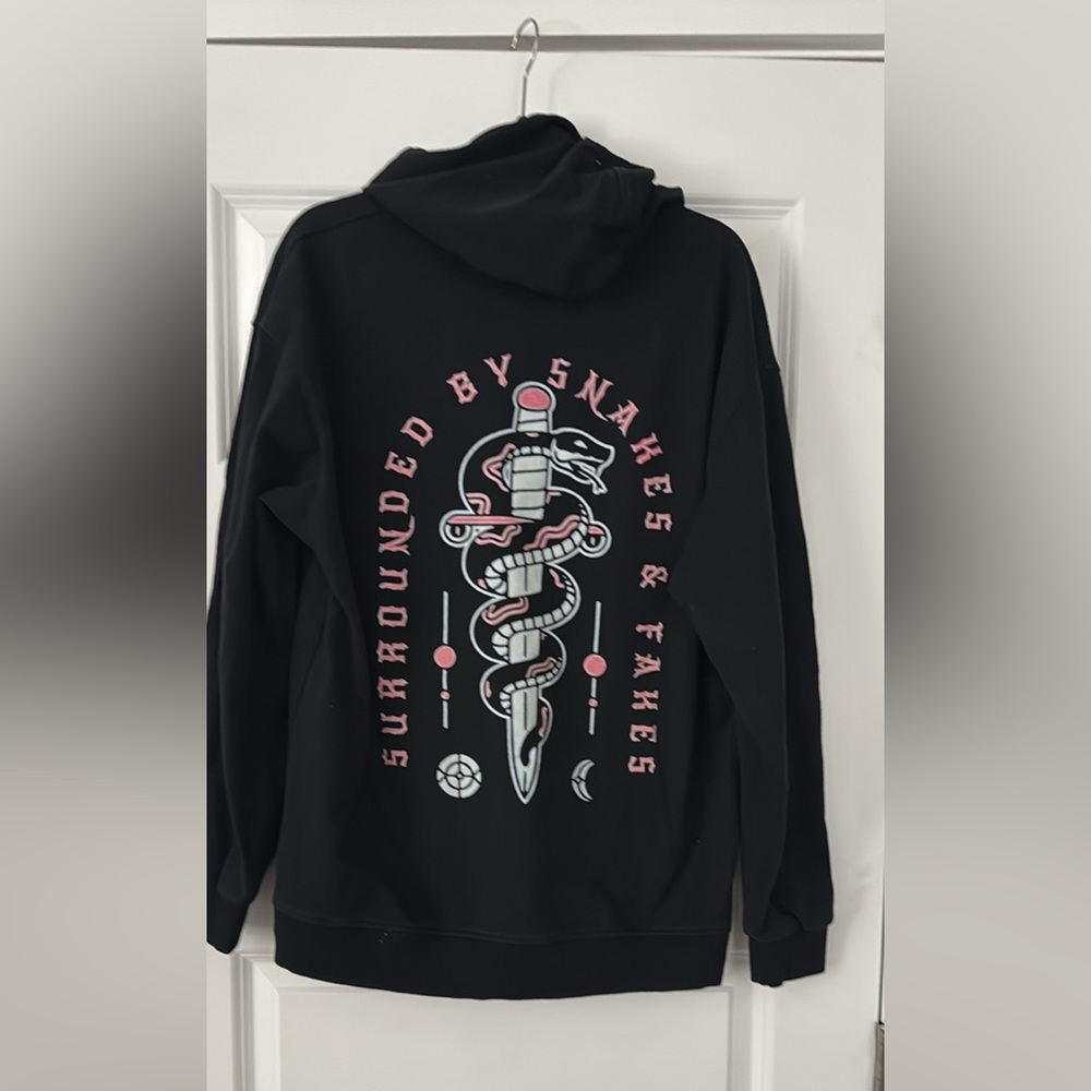 Black Hoodie with Snake Graphic